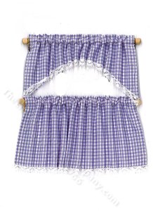 (image for) Miniature Purple Gingham Drapes for Dollhouses