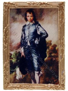 (image for) Miniature Golden Framed Print of "The Blue Boy" by Thomas Gainsborough for Dollhouses