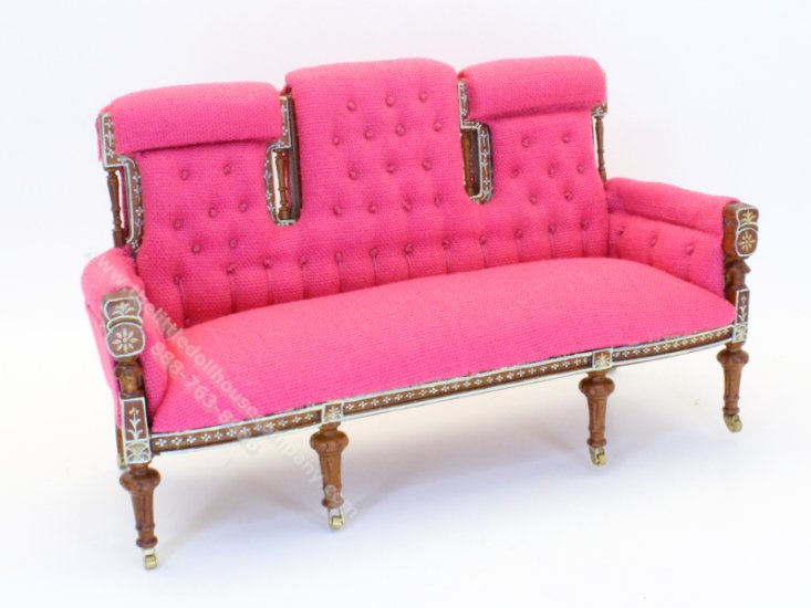 (image for) Dollhouse Miniature Settee French 18th C - Walnut