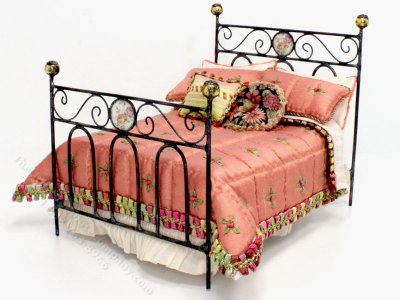 (image for) Dollhouse Miniature Pink Dressed Bed by Judith Blondell