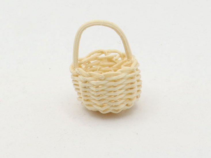 (image for) Miniature Small Woven Basket with Handle for Dollhouses