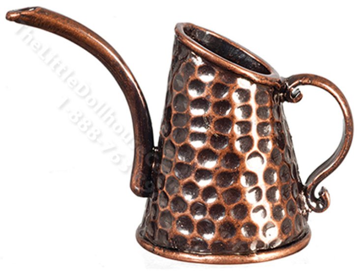 (image for) Miniature Hammered Antique Copper Watering Can for Dollhouses