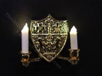 (image for) 1:24 Scale Miniature 3V Crest Double Sconce for Dollhouses