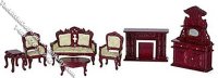 (image for) Miniature 1/2" Scale 7 Piece Victorian Dollhouse Living Room Set