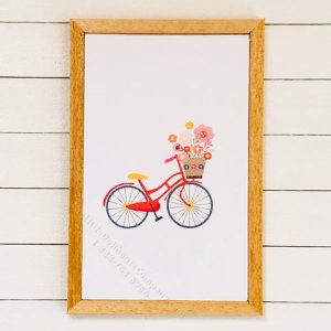 (image for) Miniature Rectangular Framed Red Bicycle Board Print