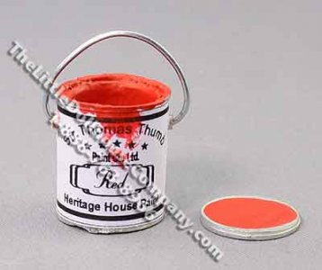 (image for) Dollhouse Scale Model Gallon Can of Red Paint with Lid