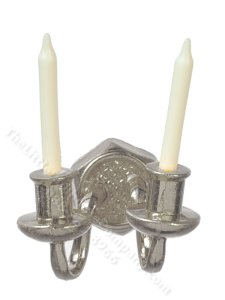 (image for) Miniature 2-Candle Silver Sconce for Dollhouses