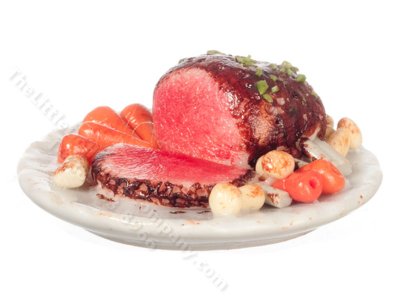 (image for) Miniature Roast Beef Platter for Dollhouses