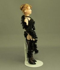 (image for) Lady Doll in Black with Feather Boa by Cindy's Dolls