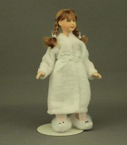 (image for) Girl Wearing White Bunny Slippers by Cindy's Dolls