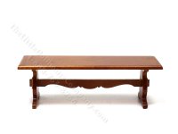 (image for) Miniature Walnut Trestle Bench for Dollhouses
