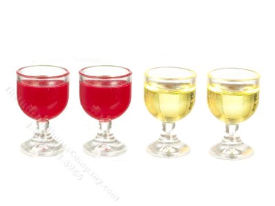 (image for) Miniature Set of Filled Wine Glasses for Dollhouses