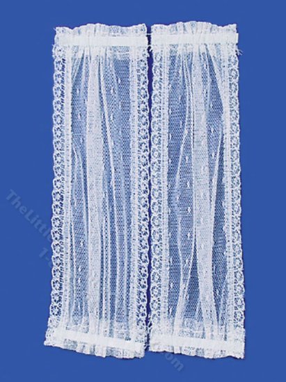 (image for) Miniature Double Front Door Panel Curtain for Dollhosues - White