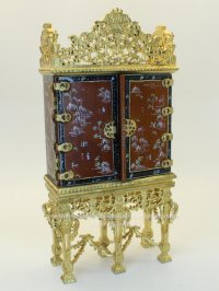 (image for) Miniature Grand Estate Cabinet in Gold and Walnut