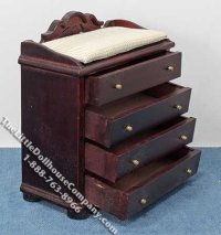 (image for) Miniature Mahogany Changing Dresser with Ecru Pad for Dollhouses