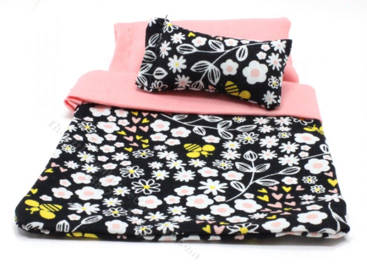 (image for) Dollhouse Miniature Bees and Floral Bedding