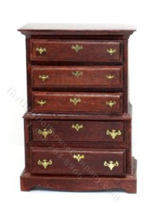 (image for) Miniature Walnut Highboy for Dollhouses