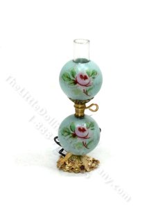 (image for) Miniature Mint Green Floral Oil Lamp for Dollhouses