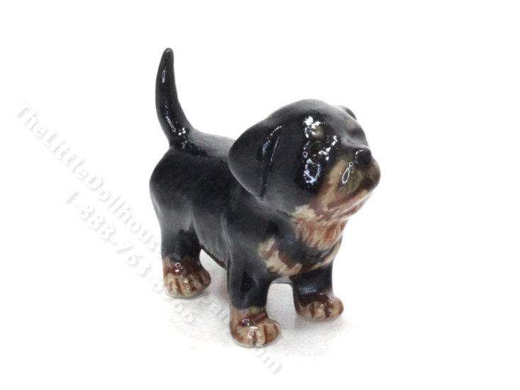 (image for) Miniature Standing Rottweiler Puppy Dog Figurine for Dollhouses