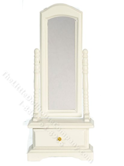 (image for) Miniature White Standing Mirror for Dollhouses