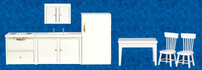 (image for) Dollhouse Miniature 7 Piece Kitchen Set- White