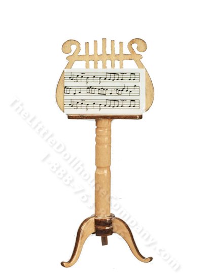 (image for) Miniature Oak Lyre-Shaped Music Stand for Dollhouses