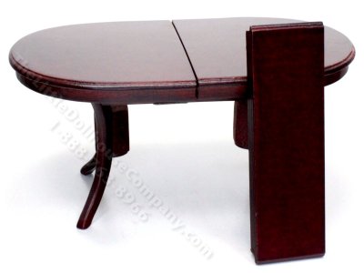(image for) Miniature Expandable Mahogany Dining Table for Dollhouses
