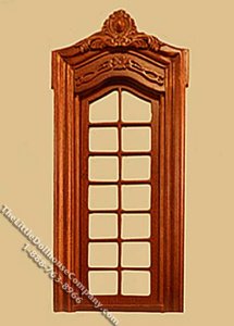 (image for) Miniature Walnut Pollinade French Single Door for Dollhouses