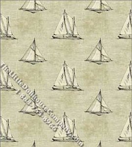 (image for) Sail Boat Print Pattern Miniature Wallpaper for Dollhouses