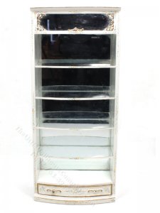 (image for) Miniature AS IS White Mirrored Bookshelf with Floral Decoration