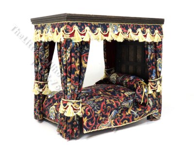 (image for) Vintage Miniature Peacock Tudor Canopy Bed
