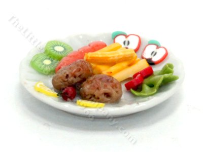 (image for) Miniature Hamburger and Hot Dog Platter for Dollhouses