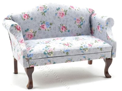 (image for) Miniature Grey Floral Sofa for Dollhouses