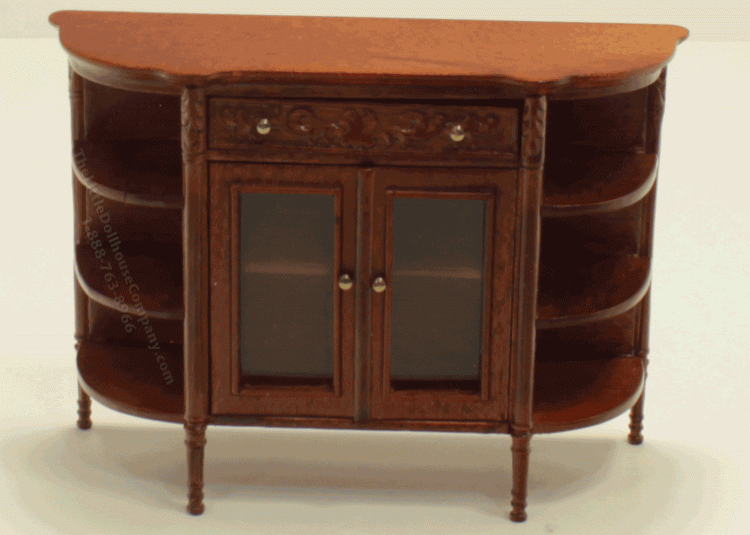 (image for) Miniature Walnut Cabinet with Rounded Side Shelves