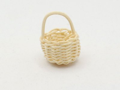 (image for) Miniature Small Woven Basket with Handle for Dollhouses