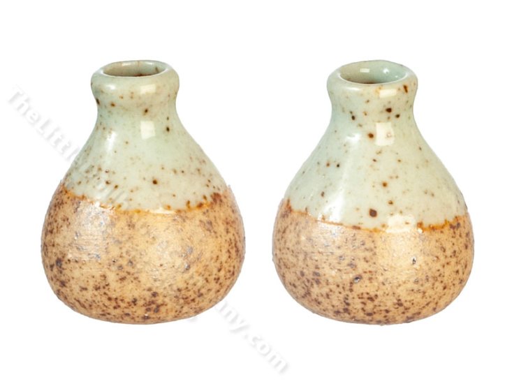 (image for) Miniature Pair of Two-tone Speckle Vases for Dollhouses