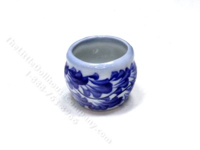 (image for) Miniature Blue and White Ceramic Flower Pot for Dollhouses