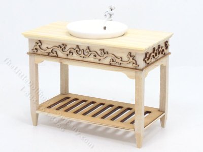 (image for) Miniature Unfinished Small Sink In Table for Dollhouses