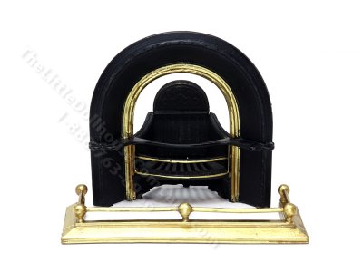 (image for) Miniature Fireplace Insert and Fender Set for Dollhouses - Black & Brass