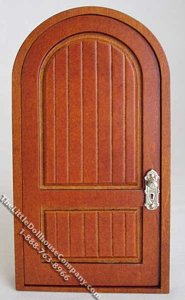 (image for) Miniature Walnut Manor House Door for Dollhouses