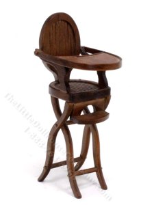 (image for) Miniature Walnut High Chair for Dollhouses