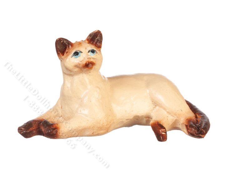 (image for) Miniature Laying Siamese Cat for Dollhouses