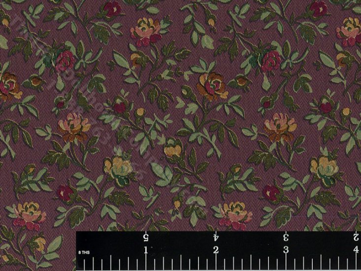 (image for) Roses on Dark Purple Miniature Wallpaper for Dollhouses