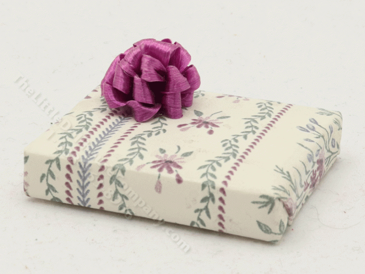 (image for) Miniature Purple Floral Gift Box with Fancy Bow