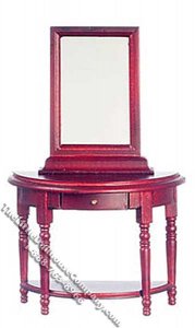 (image for) Miniature Mahogany Hall Table w/Mirror for Dollhouses