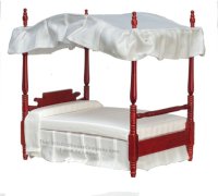 (image for) Miniature Mahogany Canopy Bed For Dollhouses