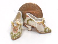 (image for) Embroidered White Heels with Strap & Buckle by Judith Blondell