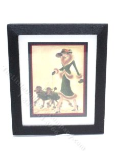 (image for) Miniature Framed Print Woman Walking her Poodles