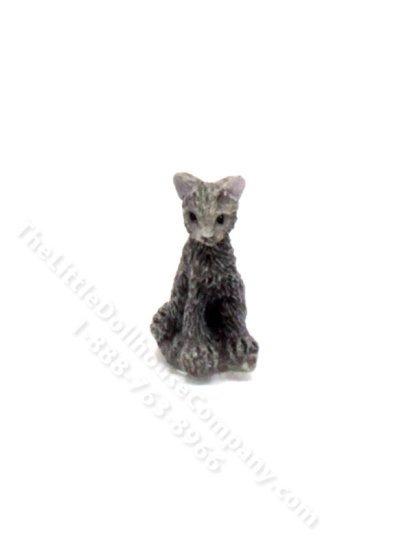 (image for) Dollhouse Scale Model Sitting Grey Cat