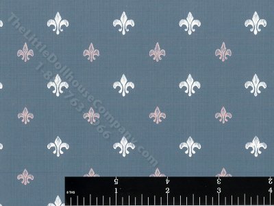 (image for) Blue Fleur de Lis Miniature Wallpaper for Dollhouses